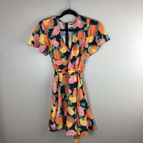 Shein Fruit Print Belted Flare Dress - Picture 3 of 8